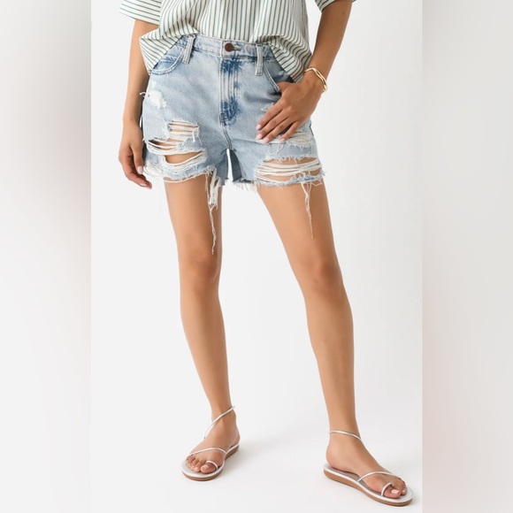 Frame Denim Women's Distressed Light Blue Jean Shorts